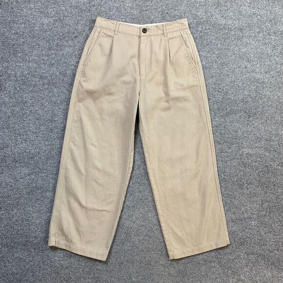 6397 Pants Women 0 Stone Cotton Wide Leg Pleated Front Zip Fly High Rise Trouser - Picture 2 of 13